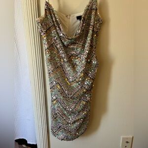 Sequin Chevron NBD Dress, small stain shown